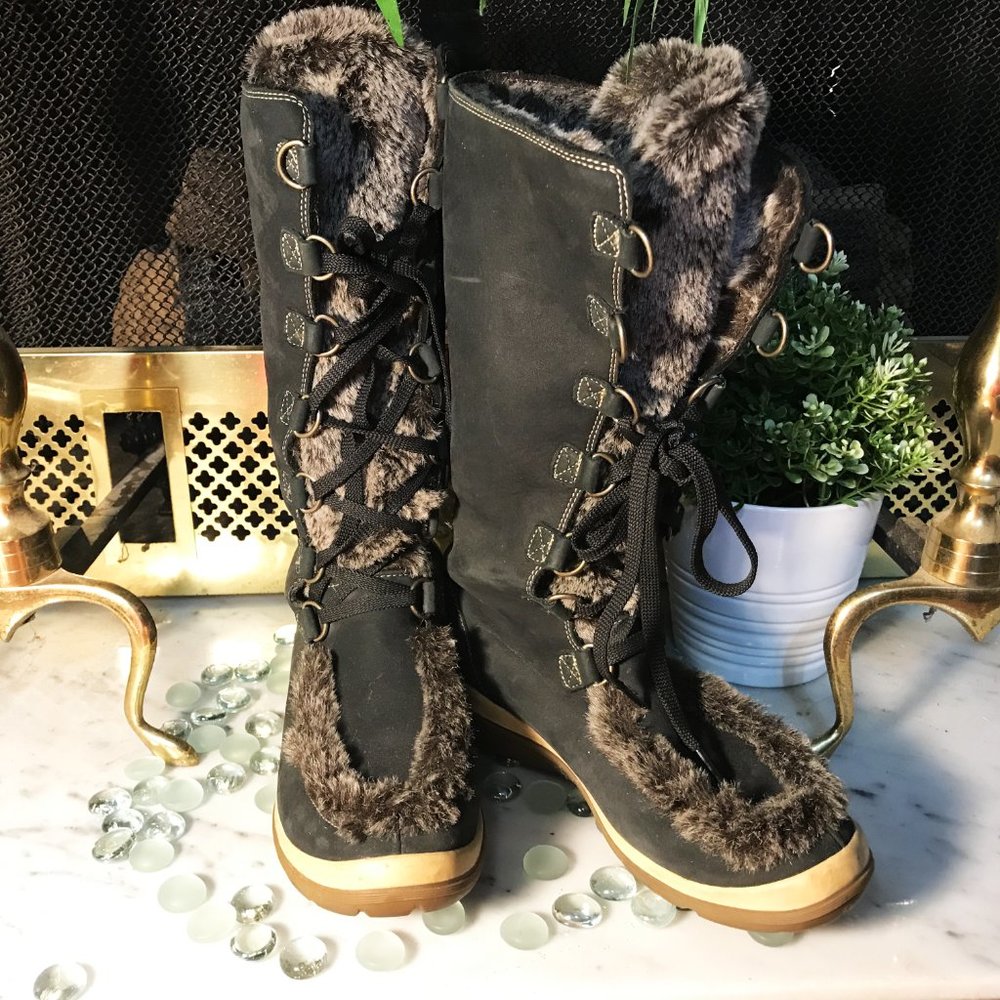 Timberland Suede & Fur Tongue Lace-up Kickadilla Boots